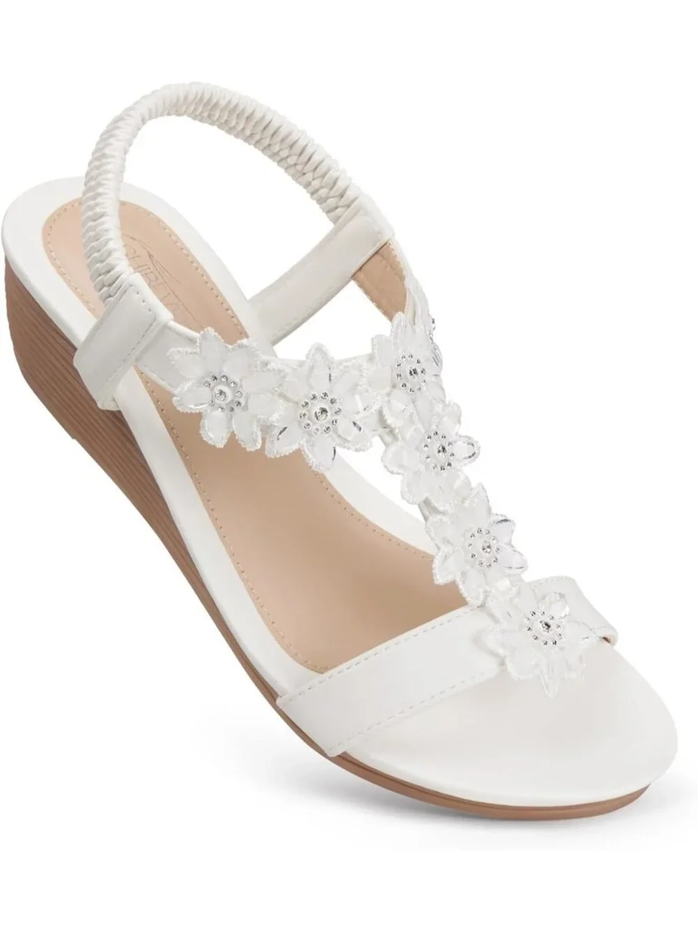 Women's White Wedge Sandals Summer Platform Comfortable Low Wedges Shoes